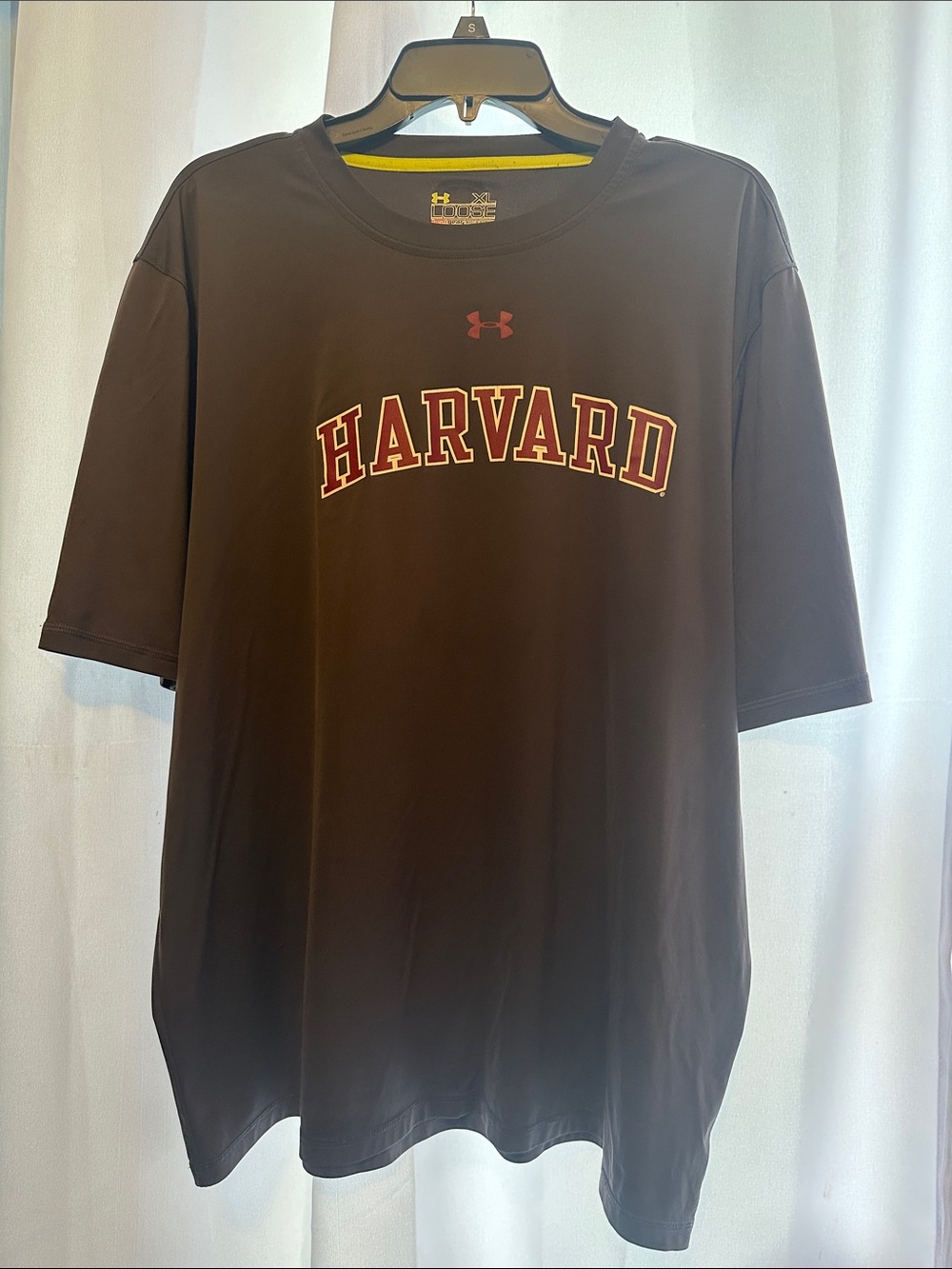 Under Armour Black Harvard Short-Sleeve Logo Tee with Red Accent